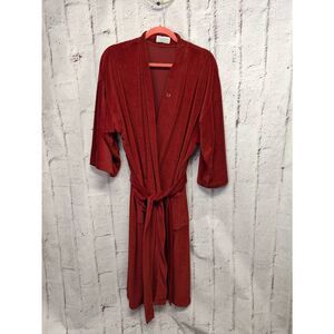 Vintage Christian Dior Monsieur Men's Velour Bathrobe Red Orange Old Money Loung